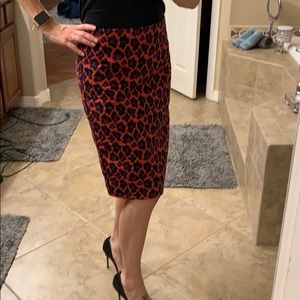 Red Leopard Print Pencil Skirt